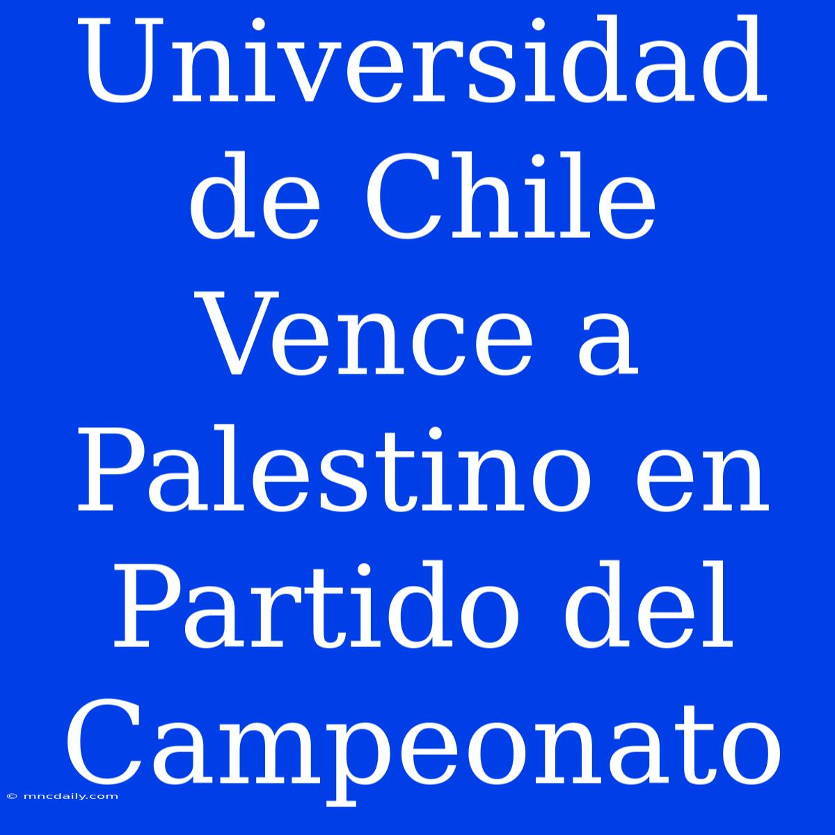 Universidad De Chile Vence A Palestino En Partido Del Campeonato