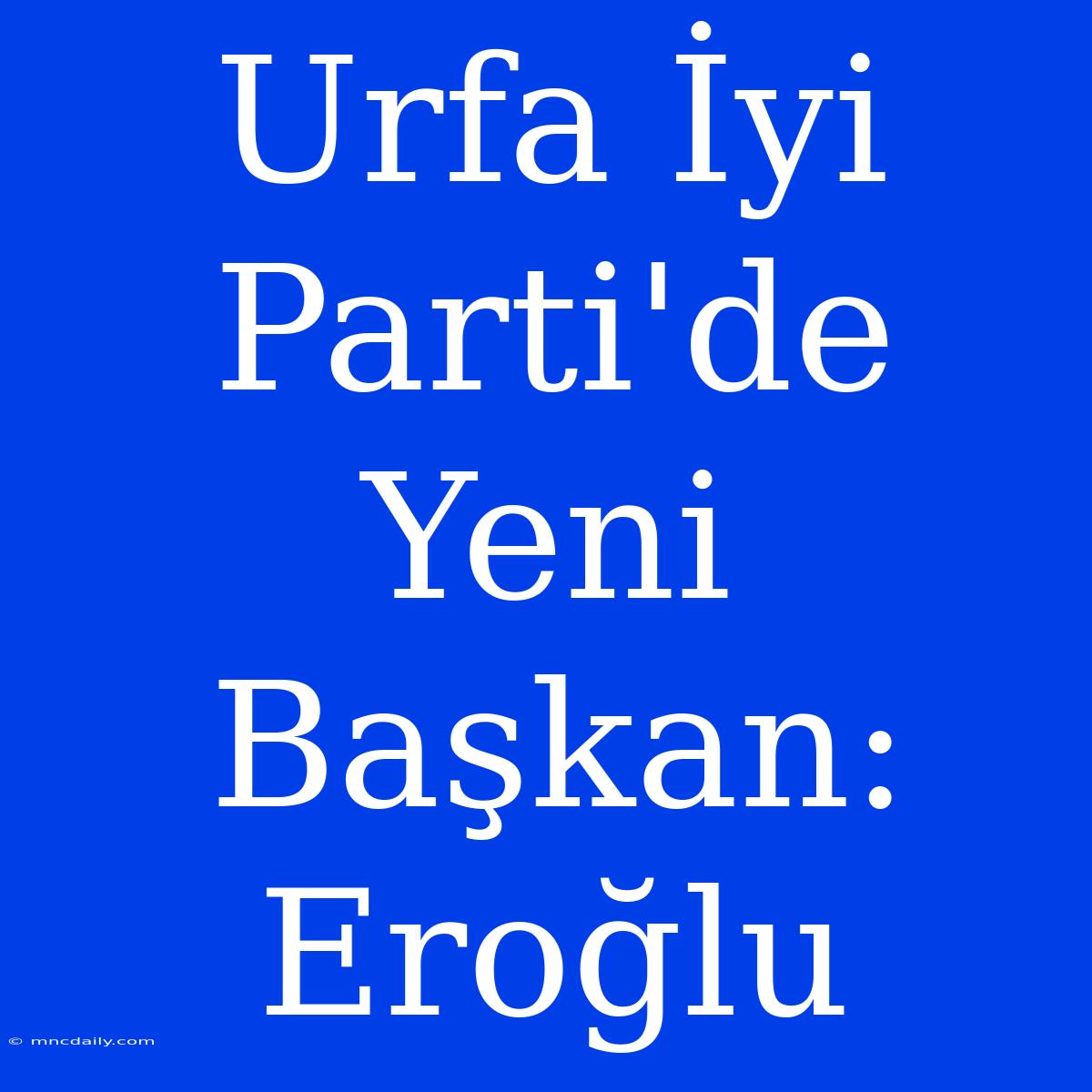 Urfa İyi Parti'de Yeni Başkan: Eroğlu