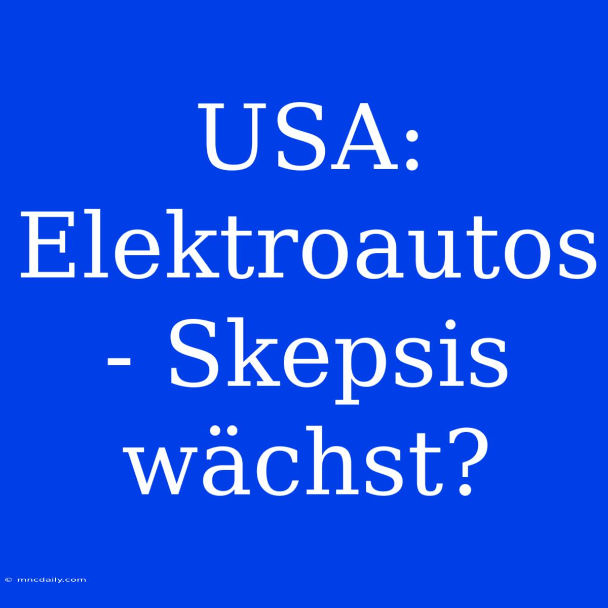 USA: Elektroautos - Skepsis Wächst?