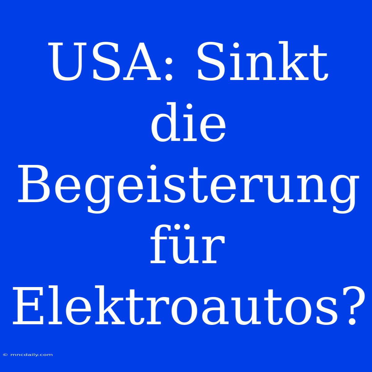 USA: Sinkt Die Begeisterung Für Elektroautos?