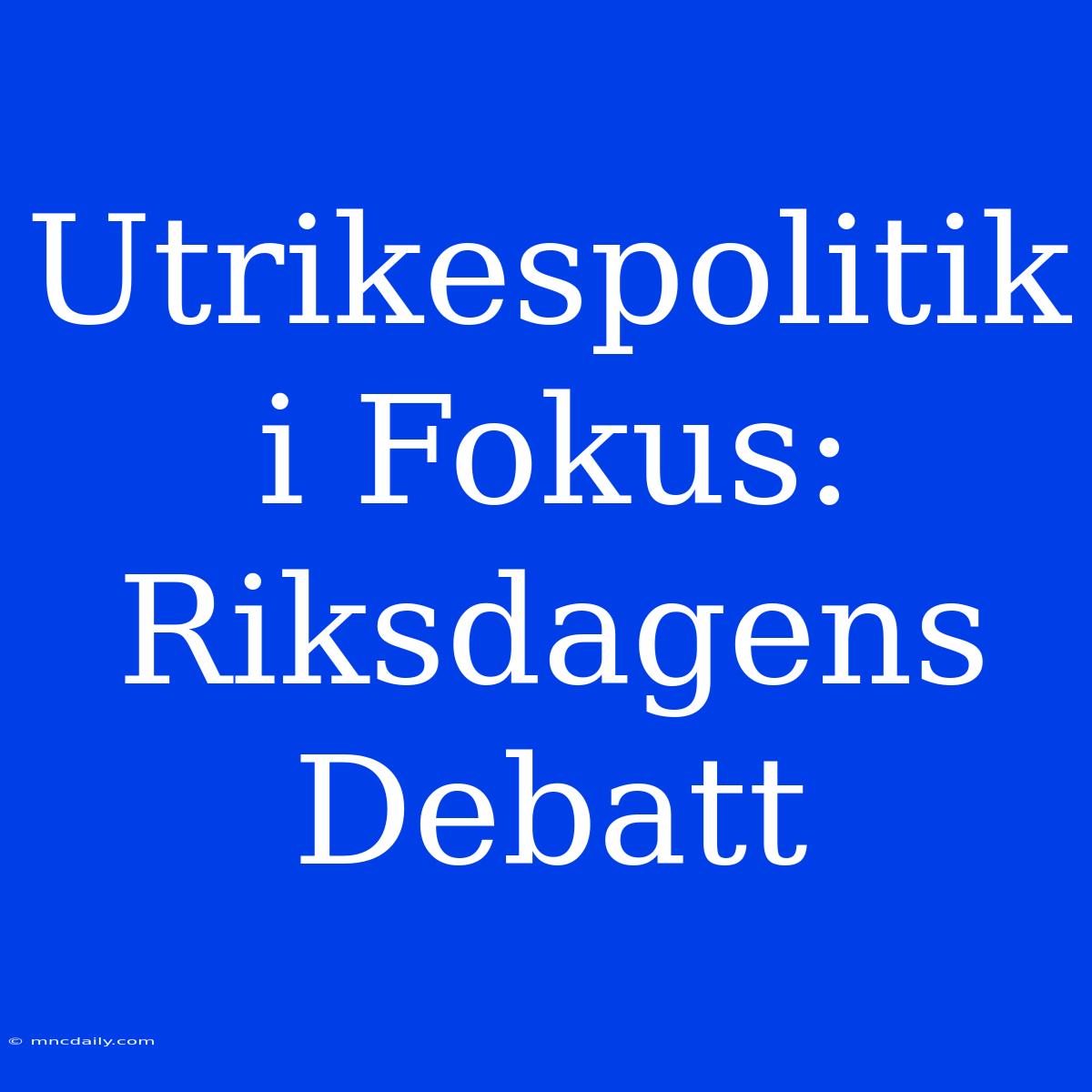 Utrikespolitik I Fokus: Riksdagens Debatt