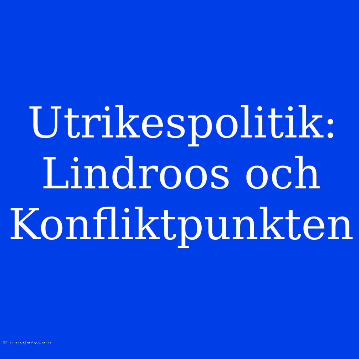 Utrikespolitik: Lindroos Och Konfliktpunkten