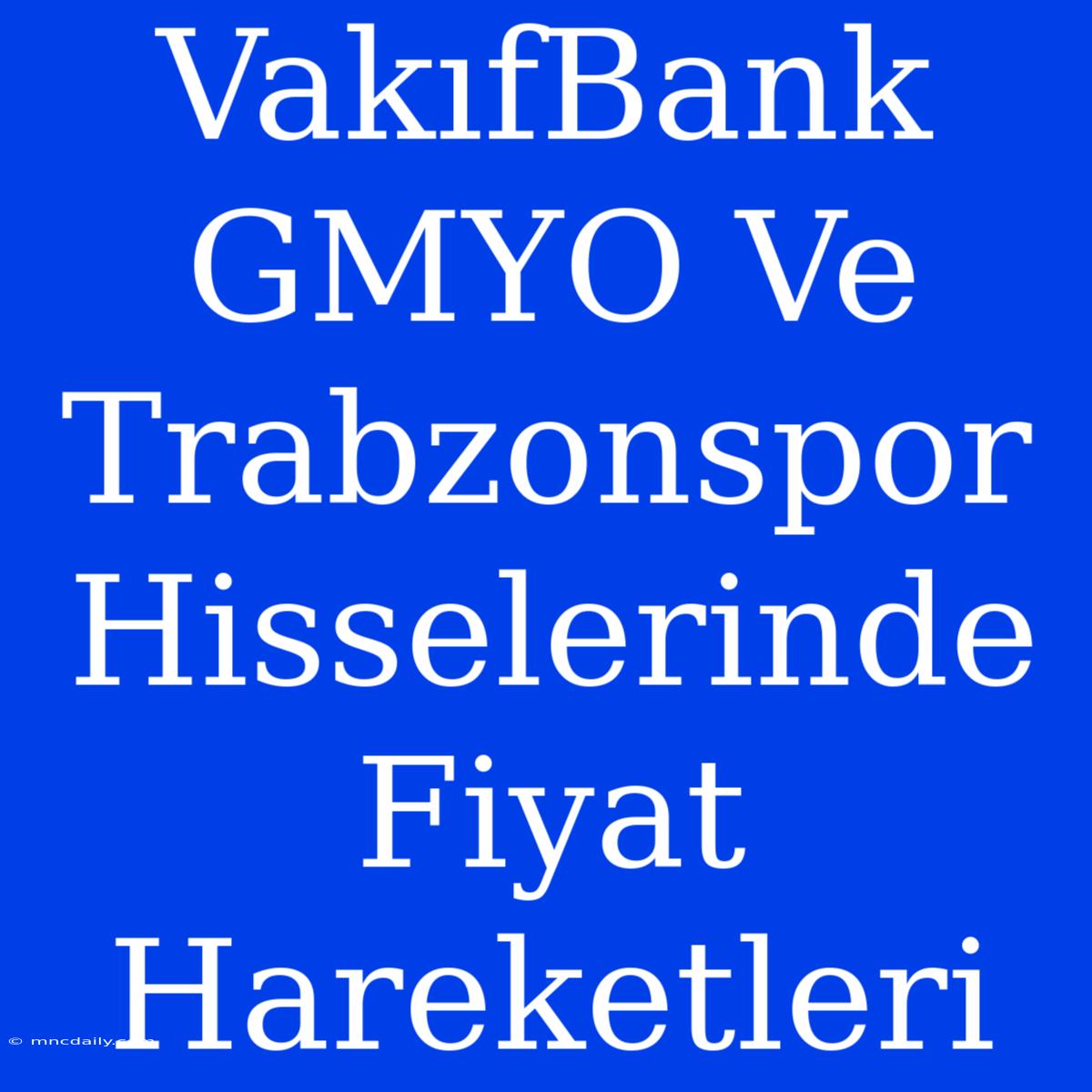 VakıfBank GMYO Ve Trabzonspor Hisselerinde Fiyat Hareketleri 