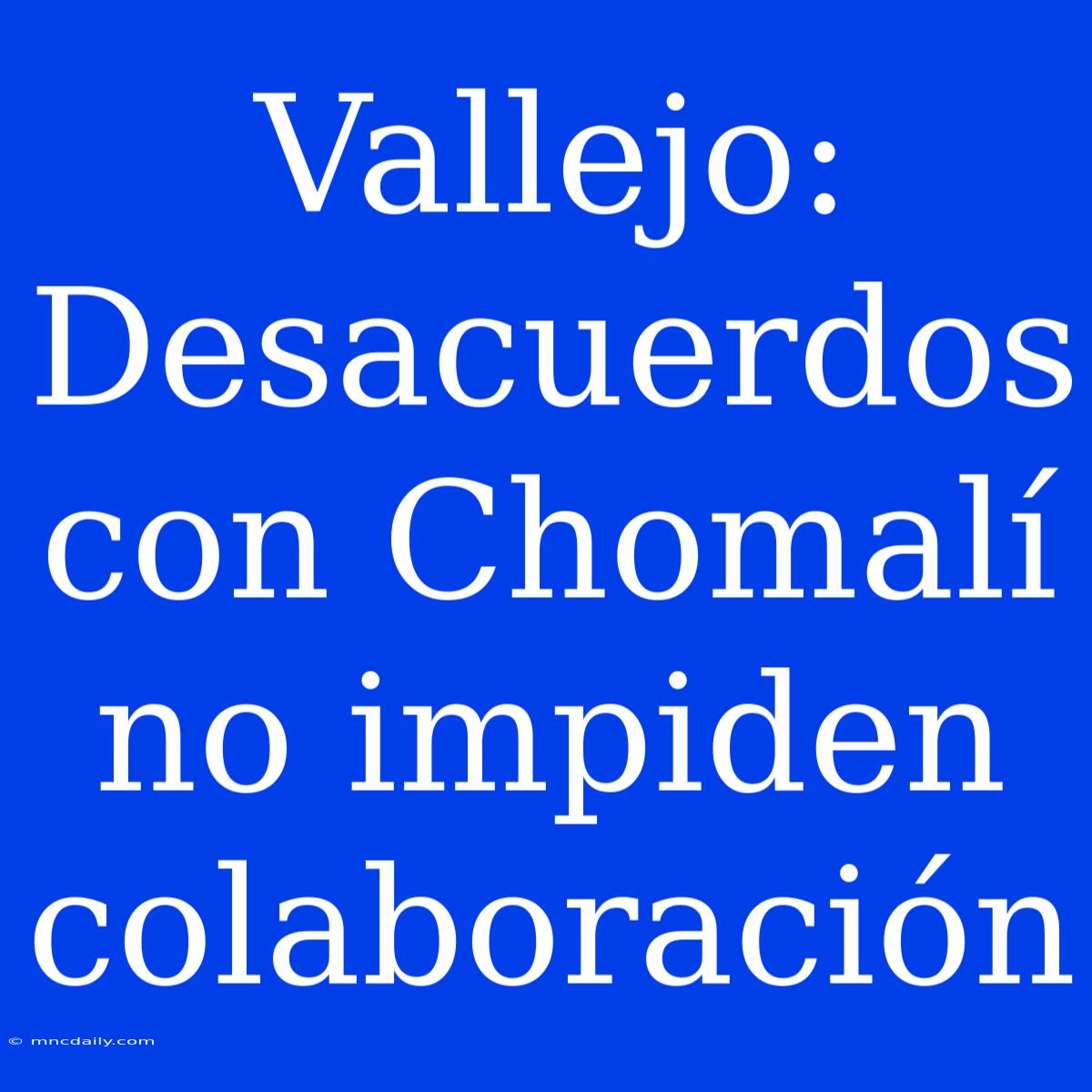 Vallejo: Desacuerdos Con Chomalí No Impiden Colaboración