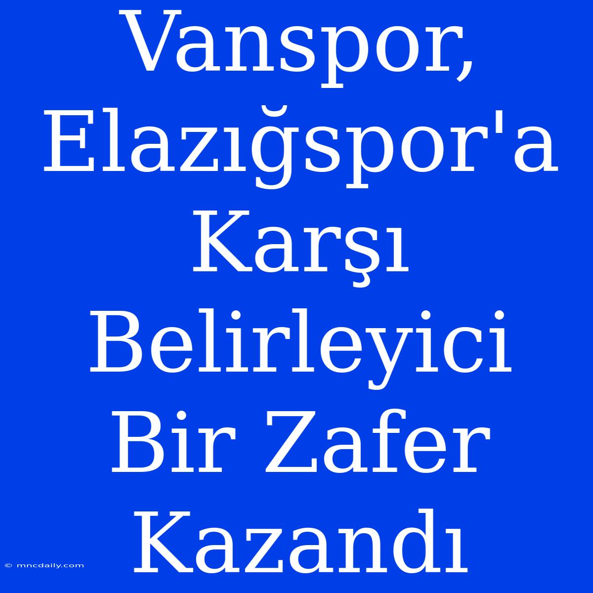 Vanspor, Elazığspor'a Karşı Belirleyici Bir Zafer Kazandı