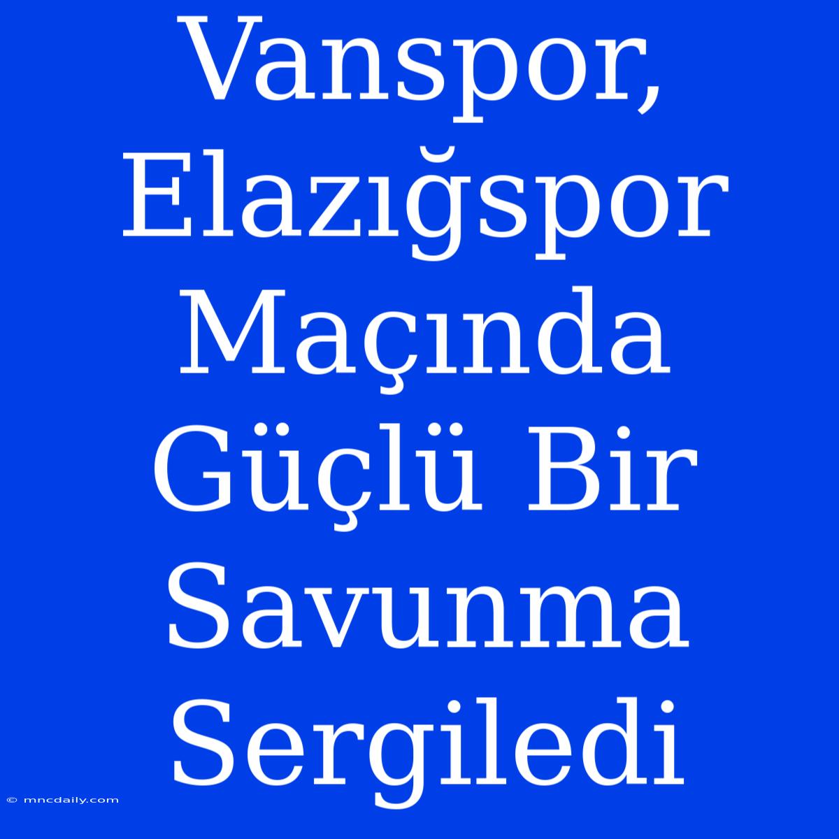 Vanspor, Elazığspor Maçında Güçlü Bir Savunma Sergiledi 