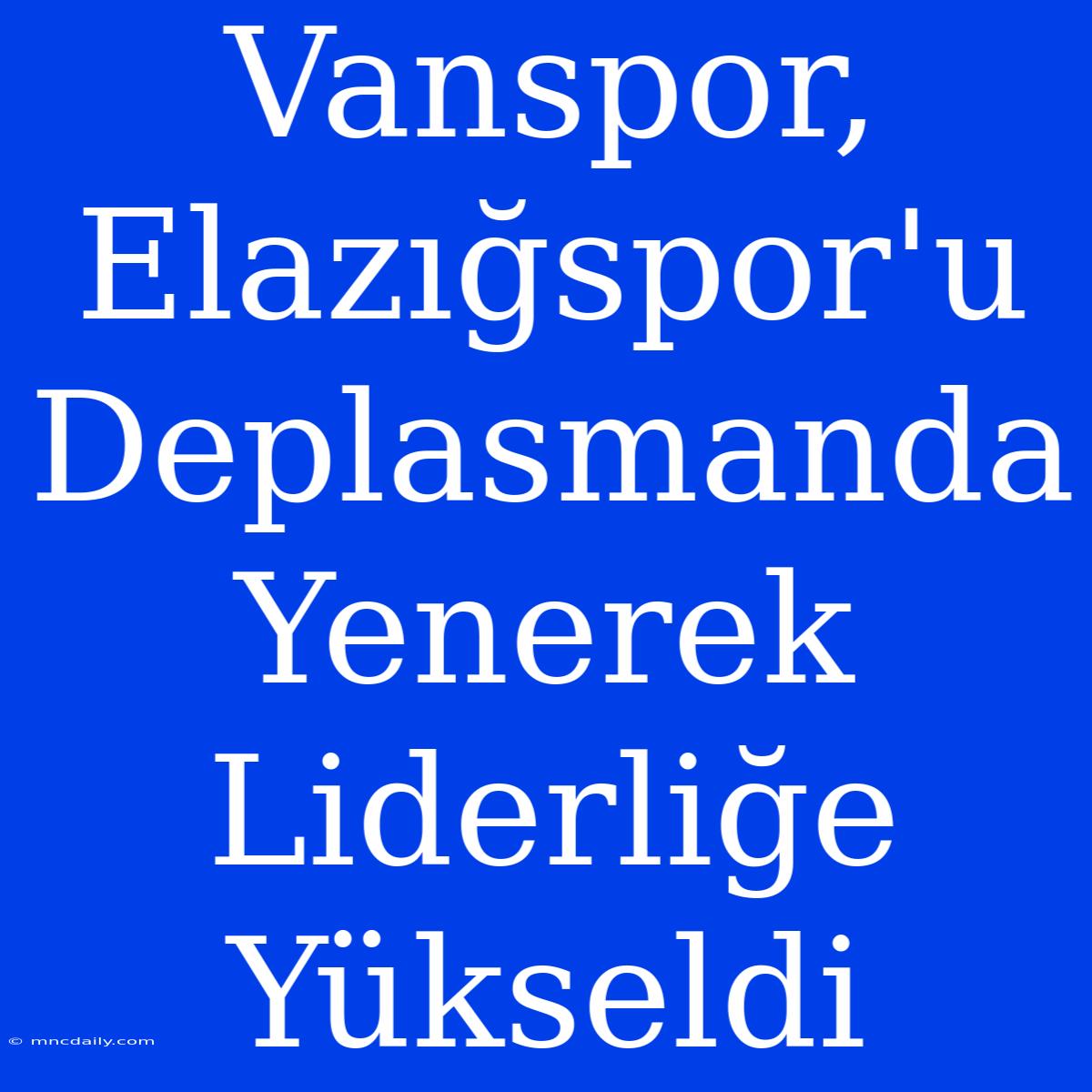 Vanspor, Elazığspor'u Deplasmanda Yenerek Liderliğe Yükseldi