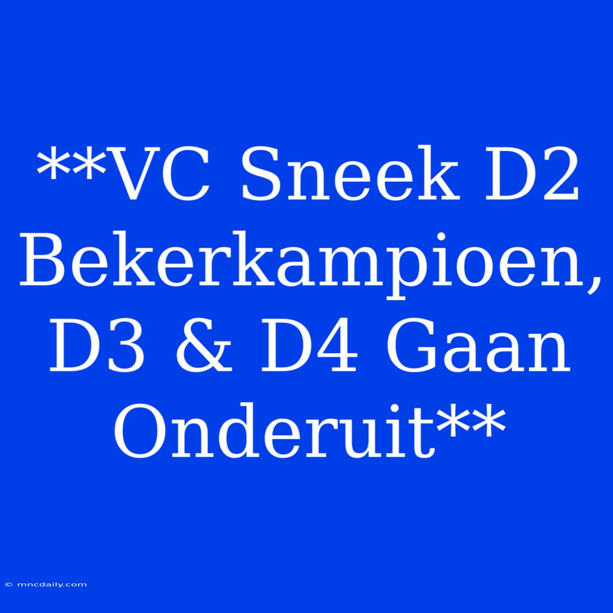 **VC Sneek D2 Bekerkampioen, D3 & D4 Gaan Onderuit**