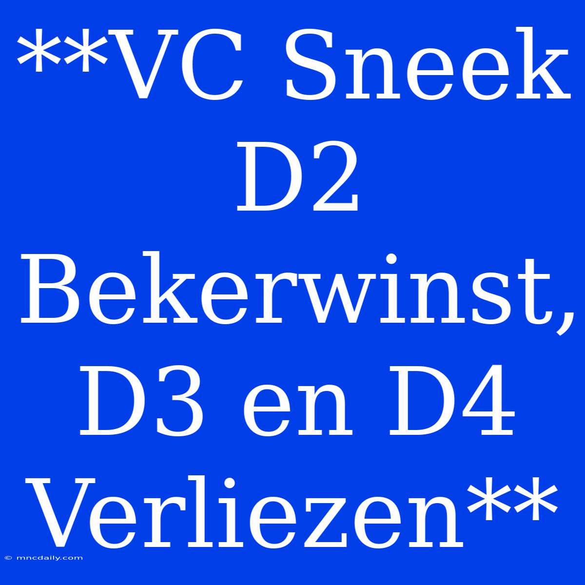 **VC Sneek D2 Bekerwinst, D3 En D4  Verliezen**