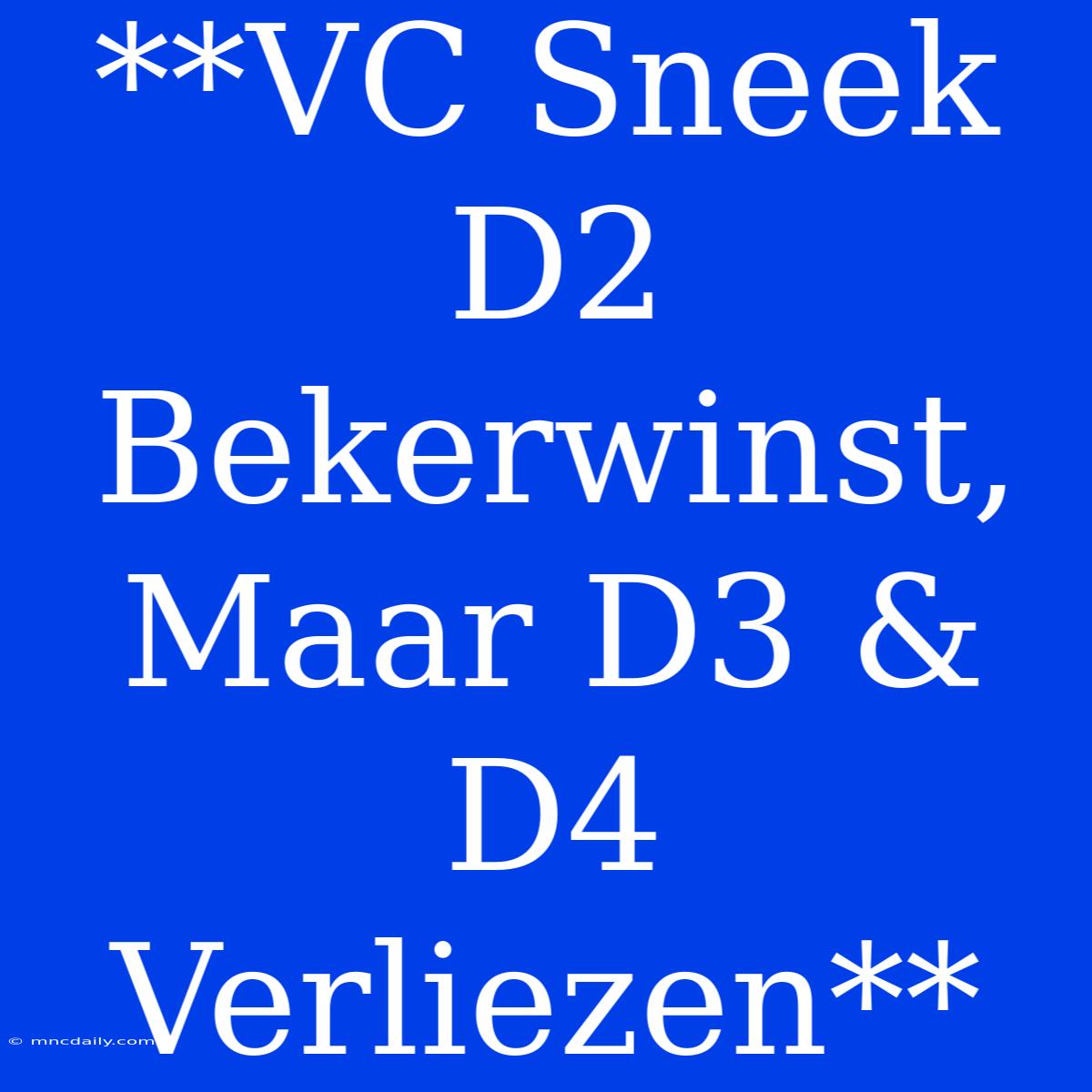 **VC Sneek D2 Bekerwinst, Maar D3 & D4 Verliezen**