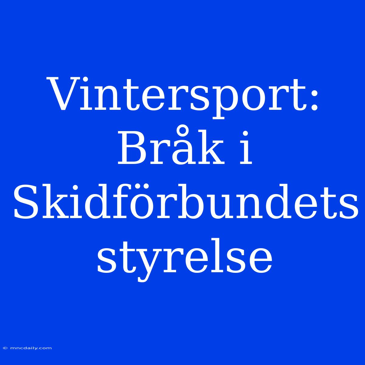 Vintersport: Bråk I Skidförbundets Styrelse