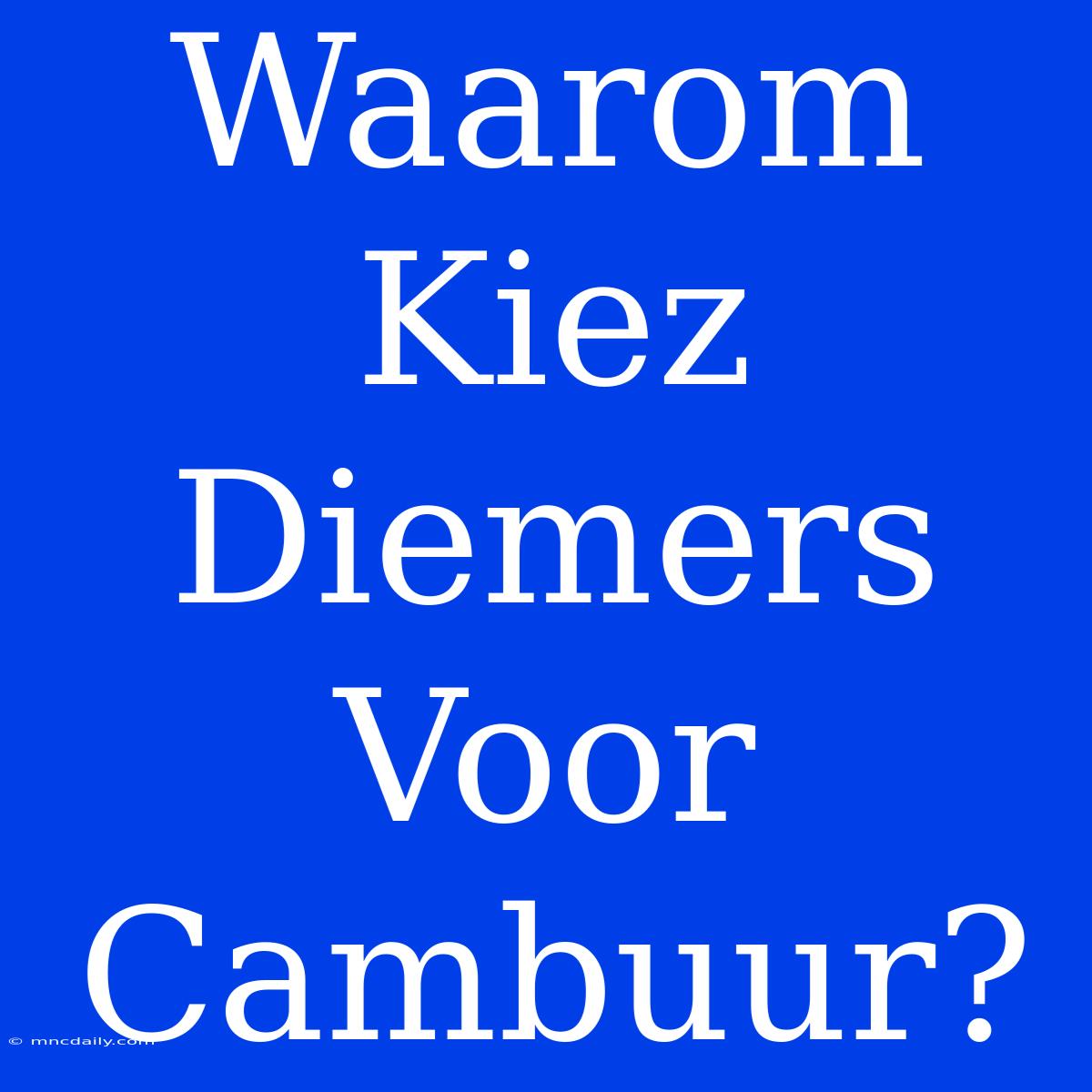 Waarom Kiez Diemers Voor Cambuur?