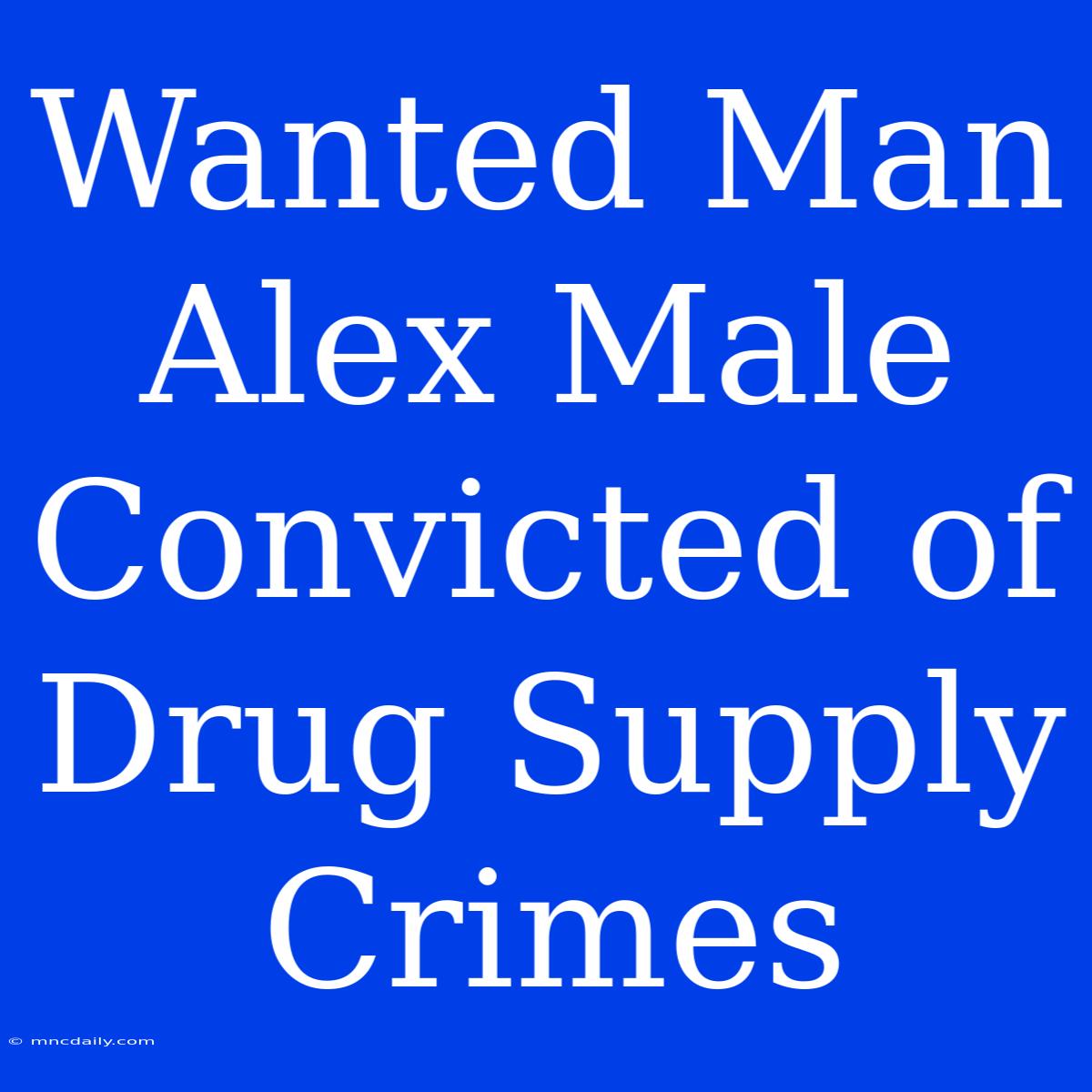 Wanted Man Alex Male Convicted Of Drug Supply Crimes