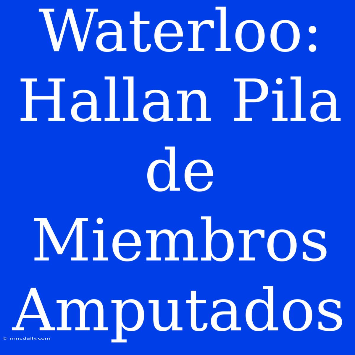 Waterloo: Hallan Pila De Miembros Amputados