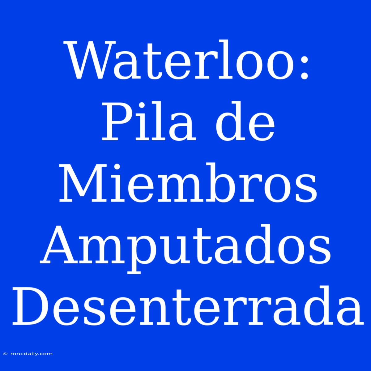 Waterloo: Pila De Miembros Amputados Desenterrada