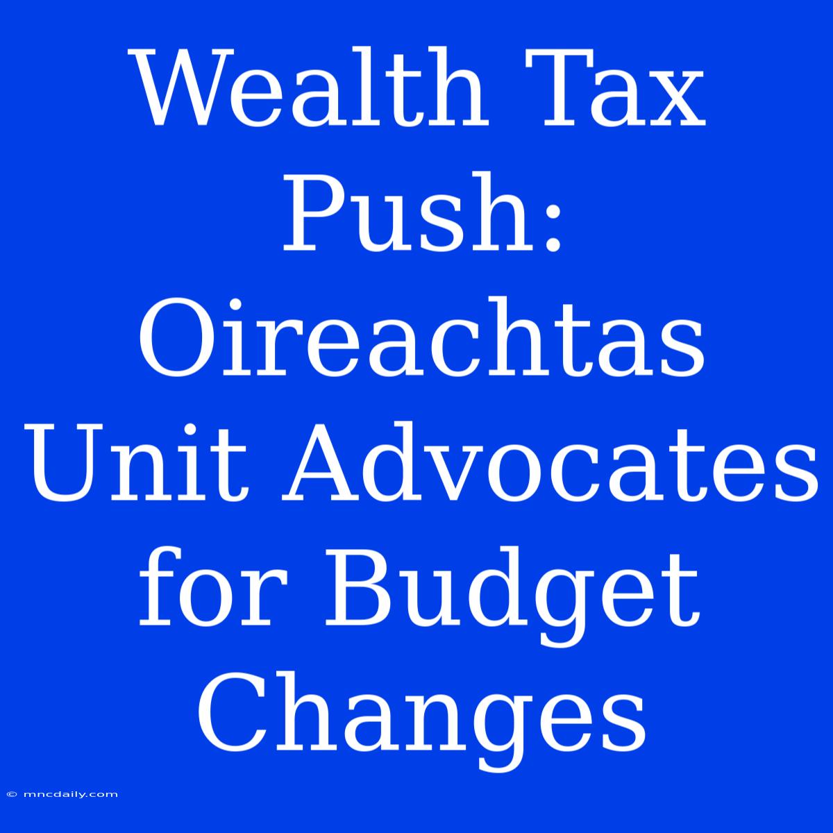 Wealth Tax Push: Oireachtas Unit Advocates For Budget Changes