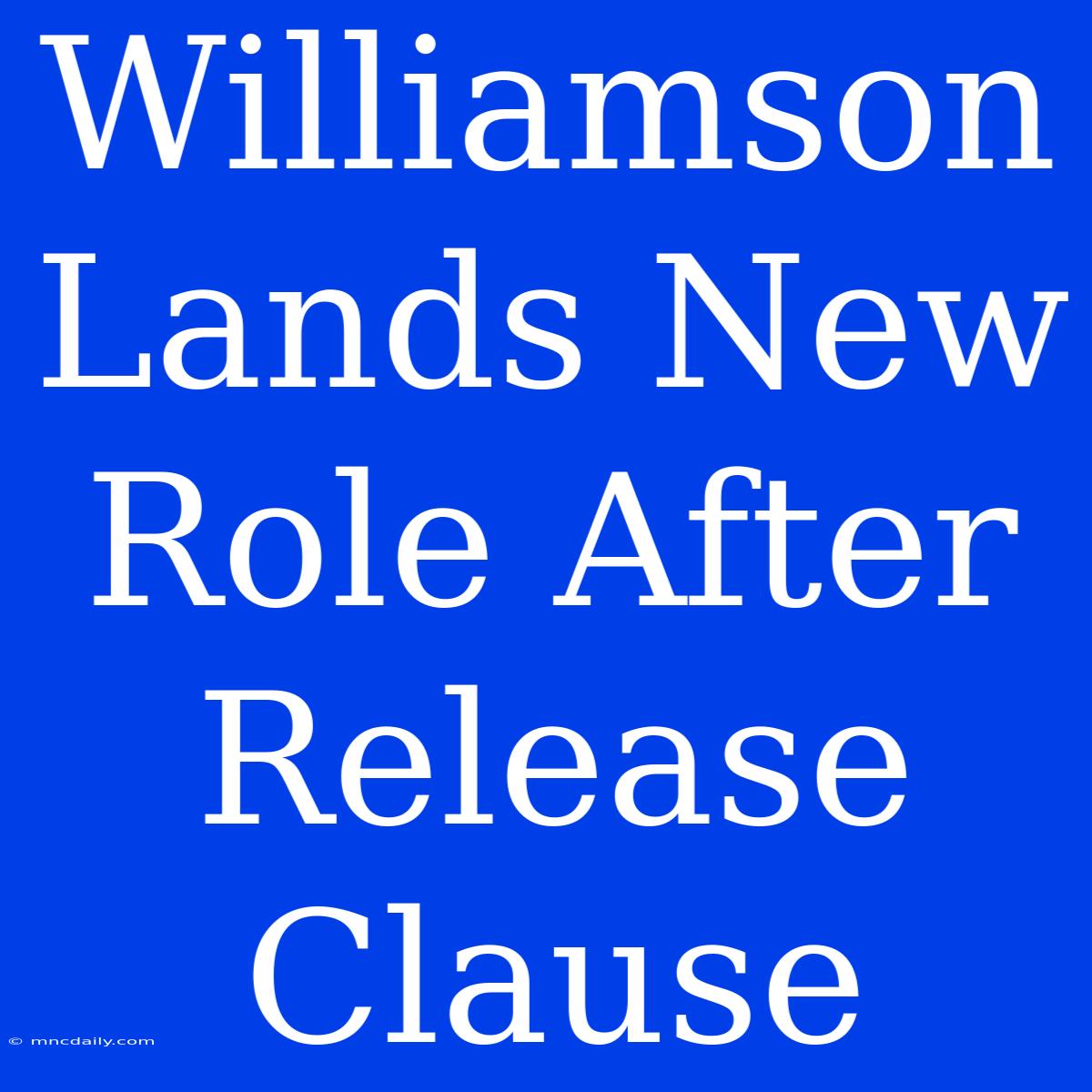 Williamson Lands New Role After Release Clause