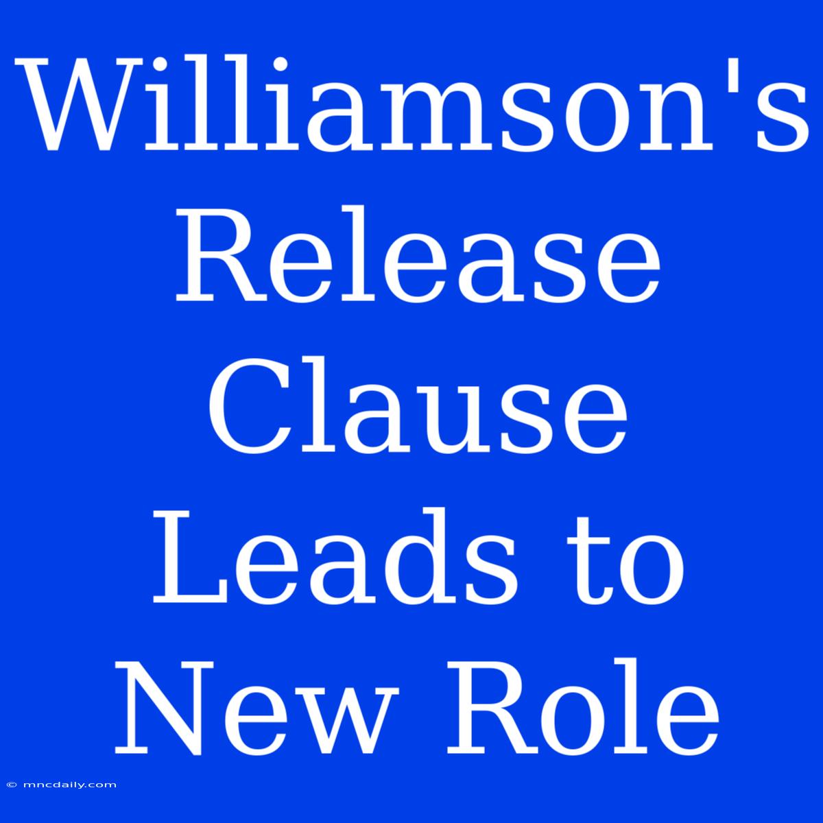 Williamson's Release Clause Leads To New Role