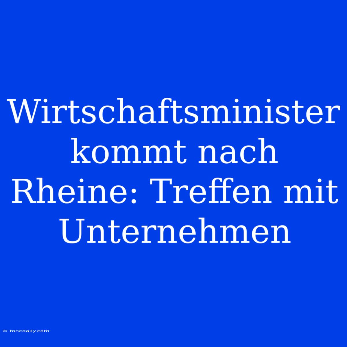 Wirtschaftsminister Kommt Nach Rheine: Treffen Mit Unternehmen