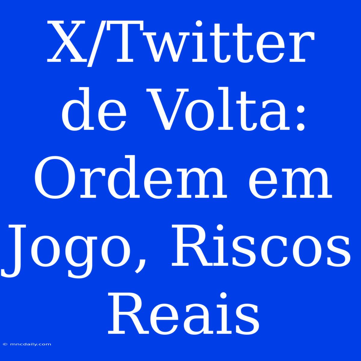 X/Twitter De Volta: Ordem Em Jogo, Riscos Reais