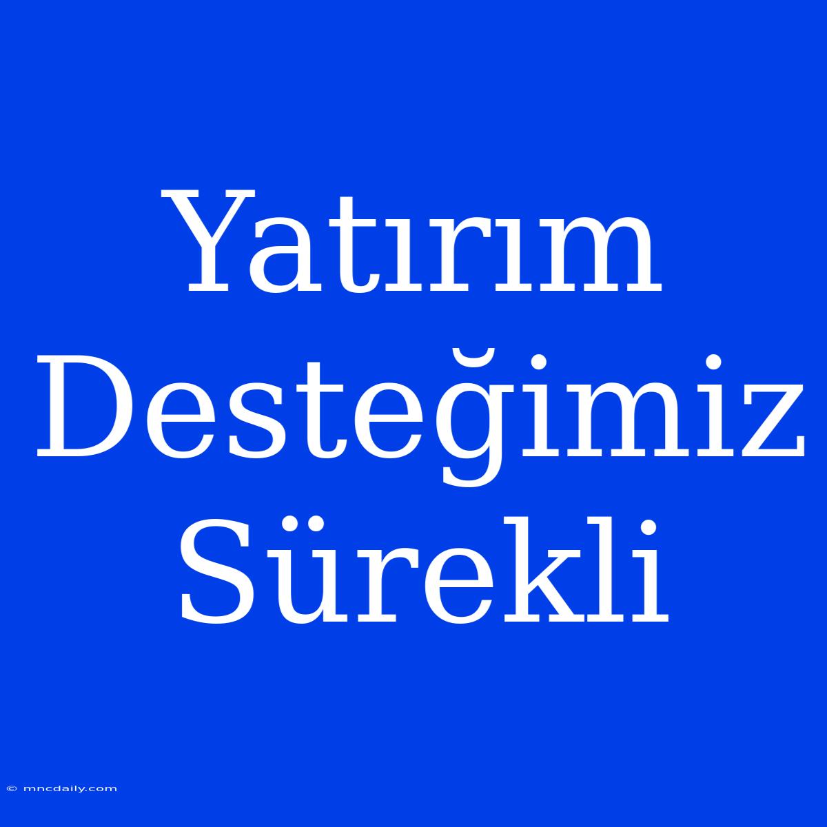 Yatırım Desteğimiz Sürekli