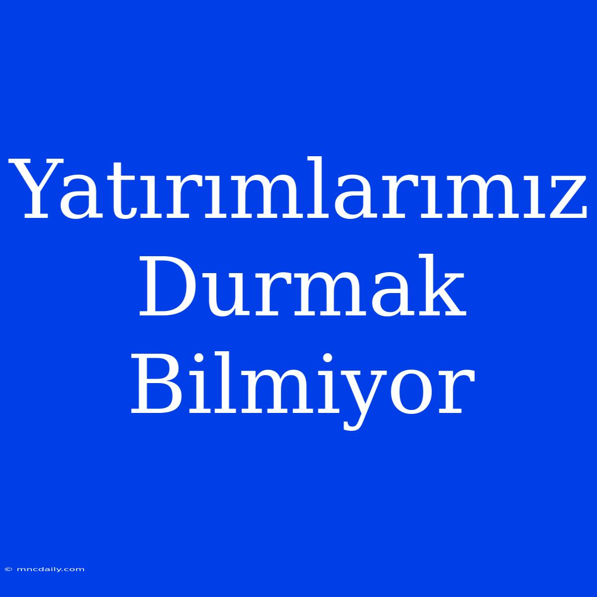 Yatırımlarımız Durmak Bilmiyor