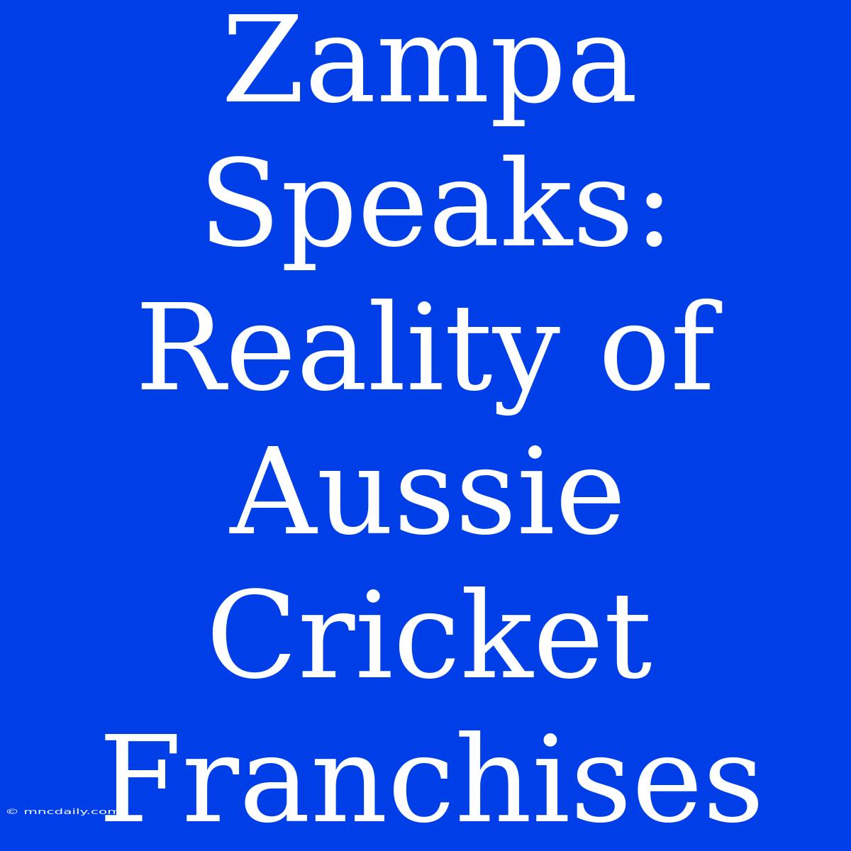 Zampa Speaks: Reality Of Aussie Cricket Franchises