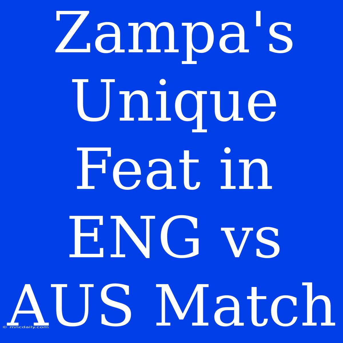 Zampa's Unique Feat In ENG Vs AUS Match