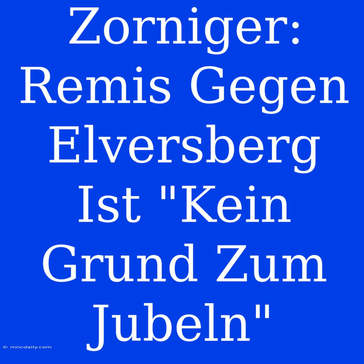 Zorniger: Remis Gegen Elversberg Ist 