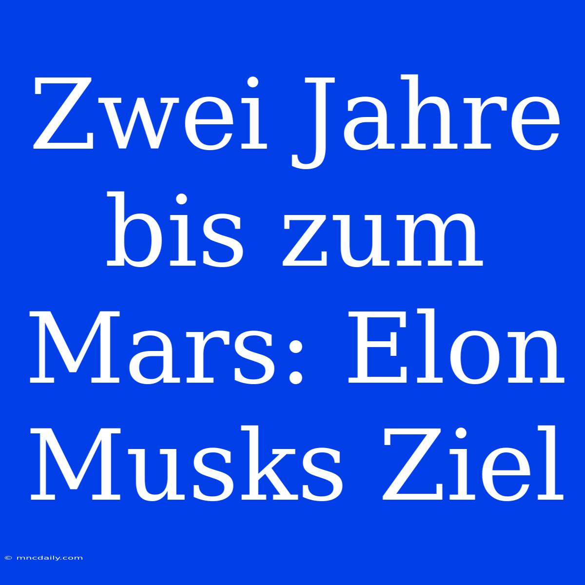 Zwei Jahre Bis Zum Mars: Elon Musks Ziel